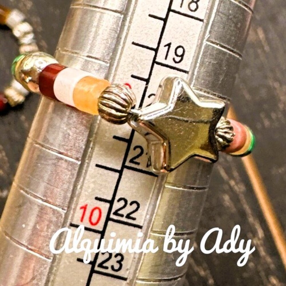Multi color gemstones gold star charm boho ring - Picture 2 of 2